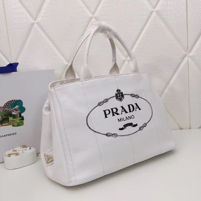 Prada Fabric Printed Tote BN2439 white