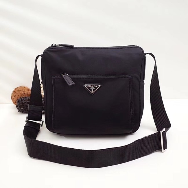 Prada Nylon and leather shoulder bag BT0909 black