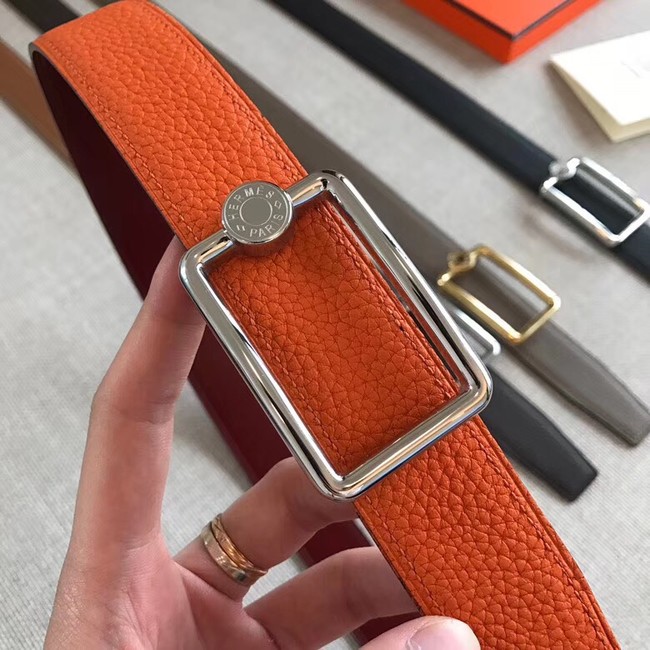 Hermes Quizz belt buckle & Reversible leather strap 32 mm H0739 Orange