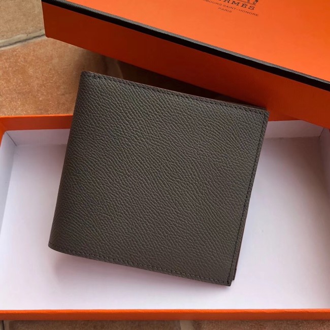 Hermes espom leather Wallet H2296 dark grey