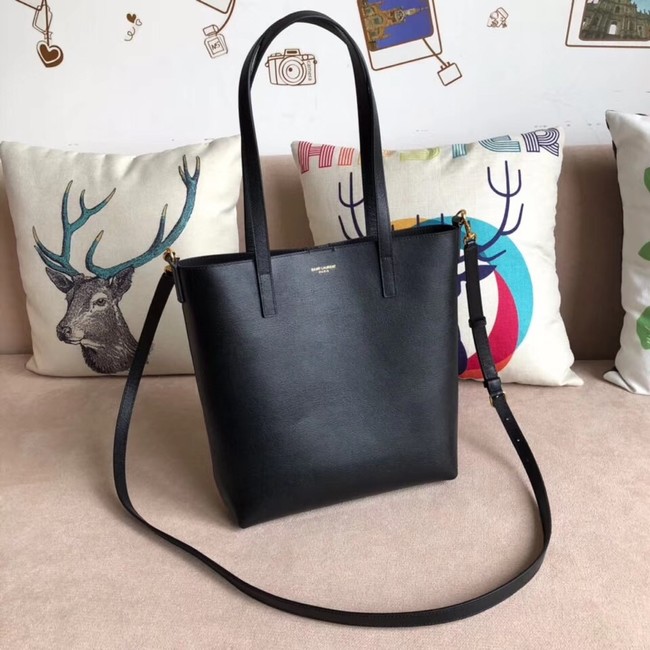 SAINT LAURENT leather tote 498612 black