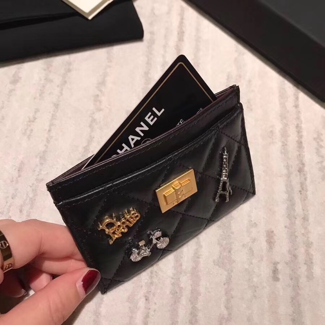 Chanel card holder Aged Calfskin A80611 black