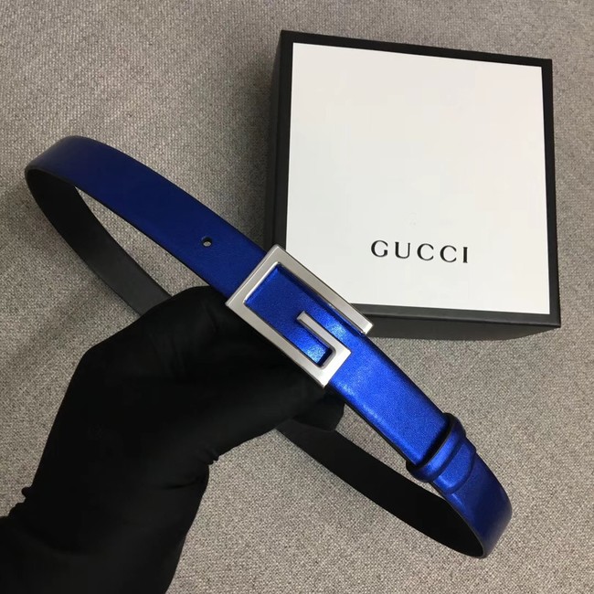 Gucci Leather belt with G buckle 523305 blue