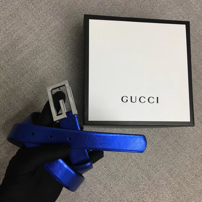 Gucci Leather belt with G buckle 523305 blue