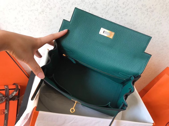 Hermes original Togo leather kelly bag KL320 green