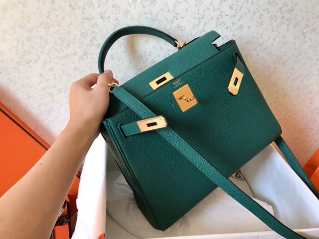 Hermes original Togo leather kelly bag KL320 green