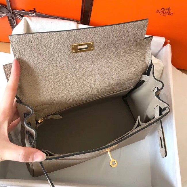 Hermes original Togo leather kelly bag KL320 grey