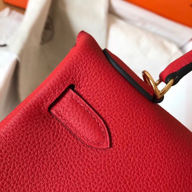 Hermes original Togo leather kelly bag KL320 red