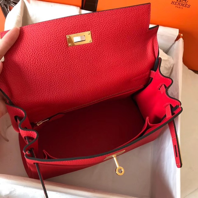 Hermes original Togo leather kelly bag KL320 red