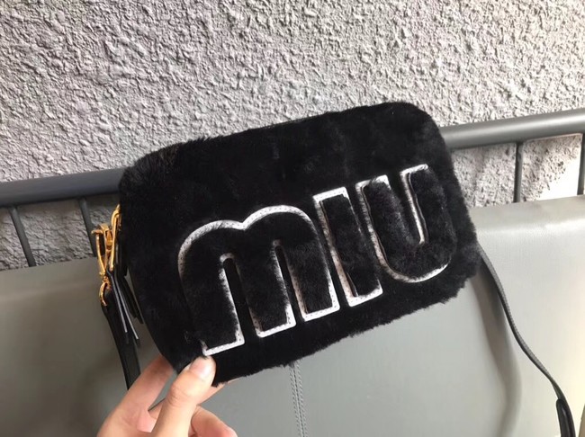 miu miu Matelasse Original wool&Leather Tote Bag 5BD085 black