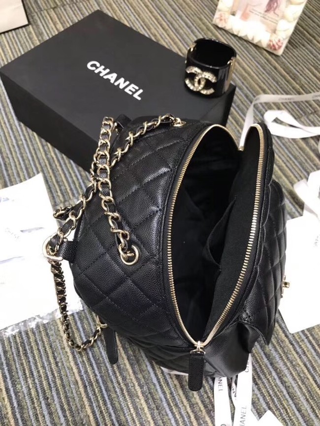 Chanel Grained Calfskin & Gold-Tone Metal backpack AS0004 black