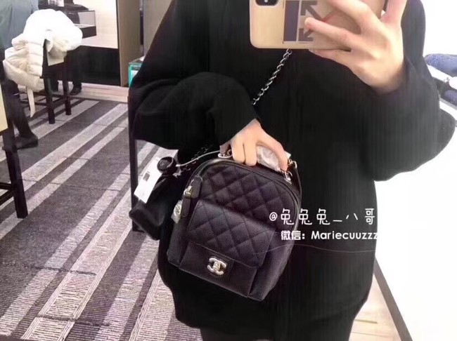 Chanel Grained Calfskin & Gold-Tone Metal backpack AS0004 black