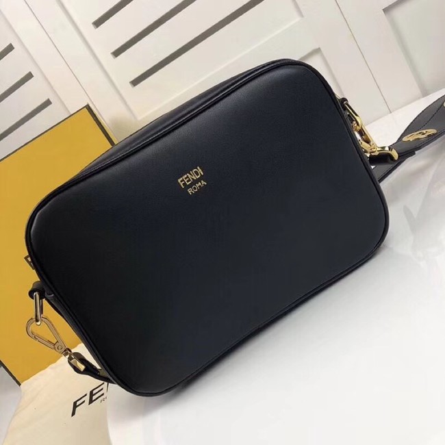 Fendi MINI CAMERA CASE Black leather bag 8BS019A