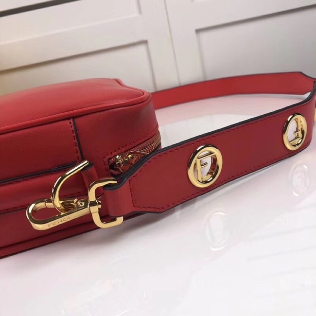 Fendi MINI CAMERA CASE Red leather bag 8BS019A