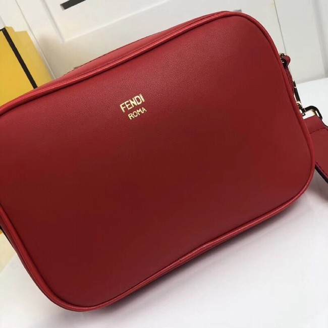 Fendi MINI CAMERA CASE Red leather bag 8BS019A