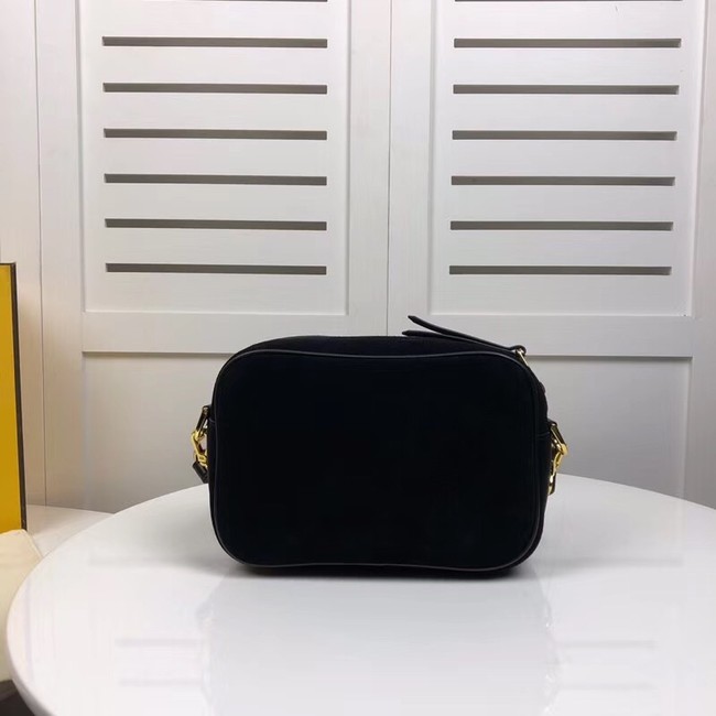 Fendi MINI CAMERA CASE suede bag 8BS019A black