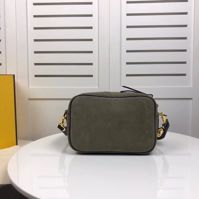 Fendi MINI CAMERA CASE suede bag 8BS019A green