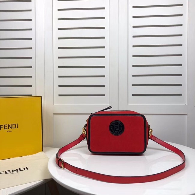 Fendi MINI CAMERA CASE suede bag 8BS019A red