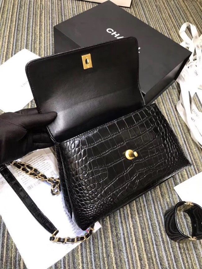 Chanel flap bag with top handle A93737 black