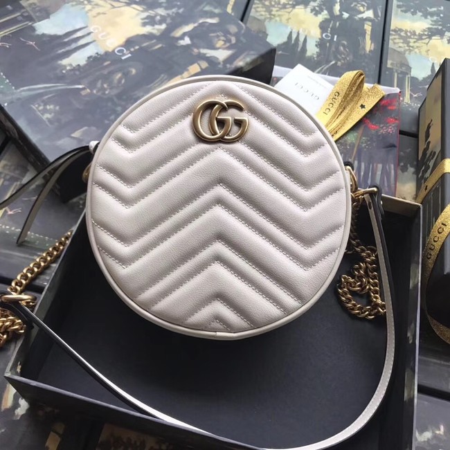 Gucci GG Marmont mini round shoulder bag 550154 white