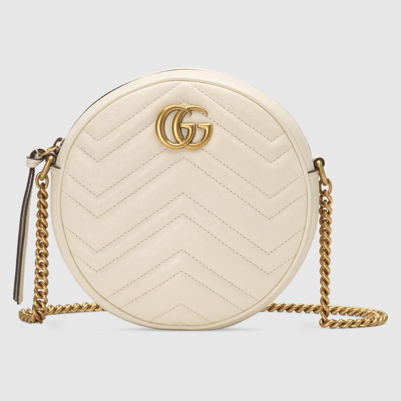 Gucci GG Marmont mini round shoulder bag 550154 white