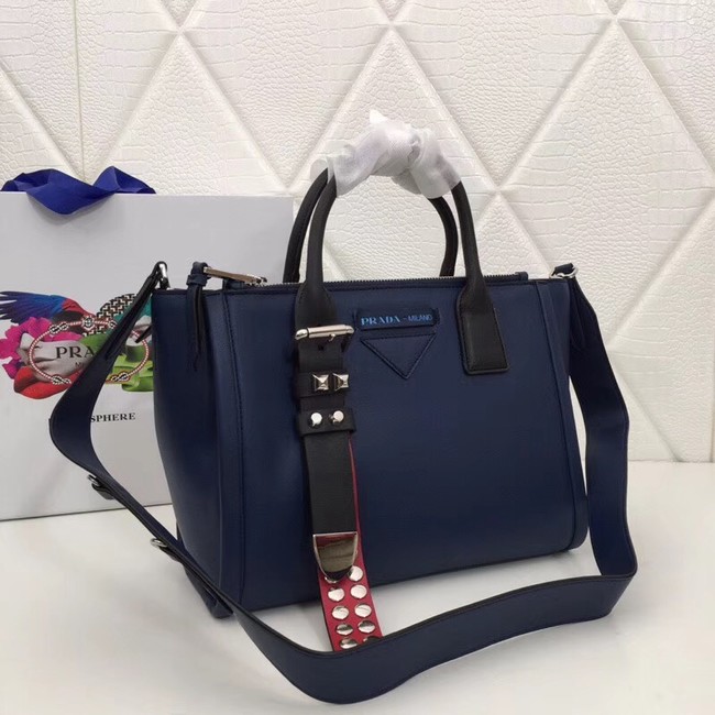 Prada Concept Leather handbag 1BA175 dark blue