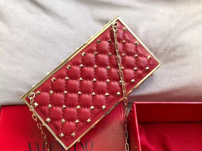 VALENTINO Rockstud quilted leather cross-body bag 0702 red