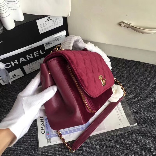 Chanel flap bag Calfskin & Gold-Tone 69878 Burgundy suede