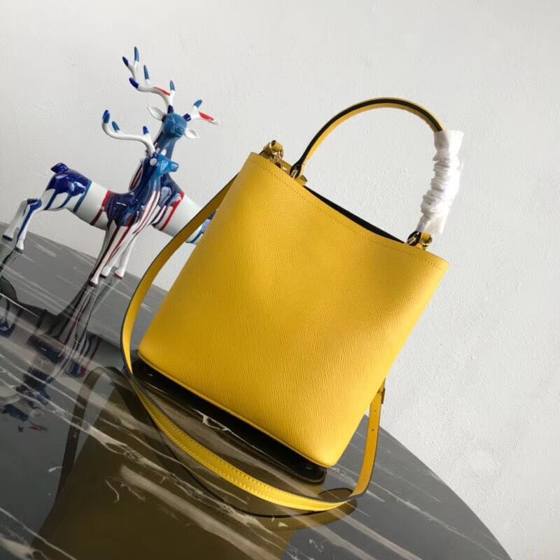 Prada Double Saffiano leather bag 1BA212 lemon