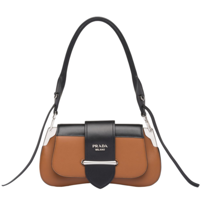 Prada Sidonie leather shoulder bag 1BD168 brown&black