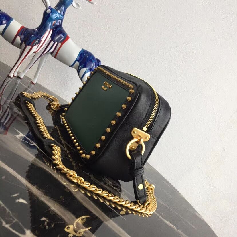 Prada Sidonie leather shoulder bag 1BH103C green