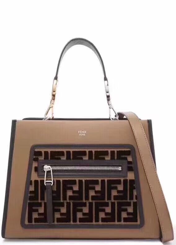 Fendi KAN I F Brown leather bag 8DH844 brown