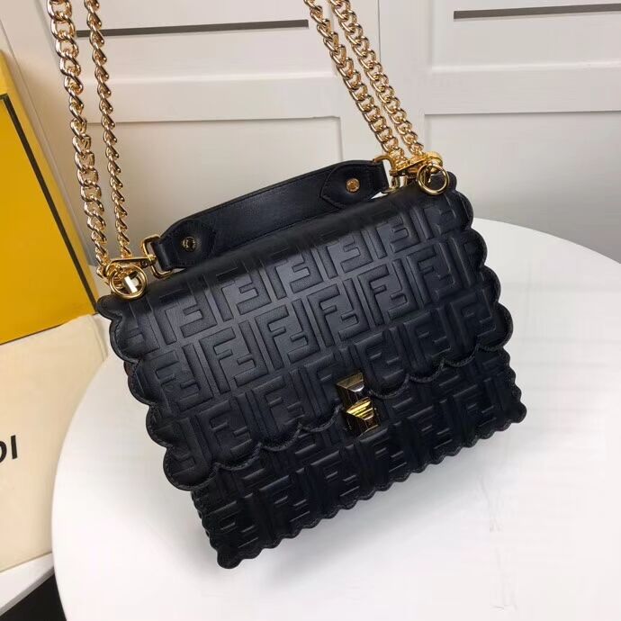 Fendi KAN I F leather bag 8BF053 Black