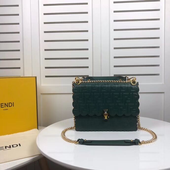 Fendi KAN I F leather bag 8BF053 green