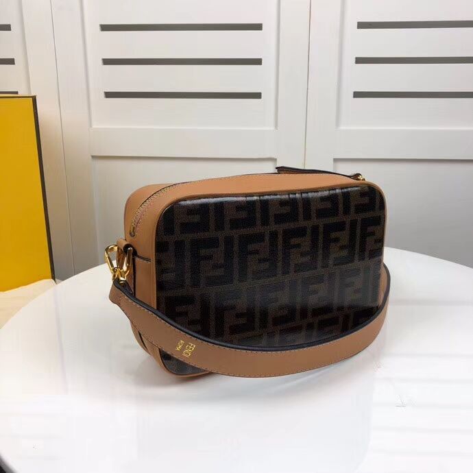 Fendi MINI CAMERA CASE Multicolor canvas bag 8BF097 apricot