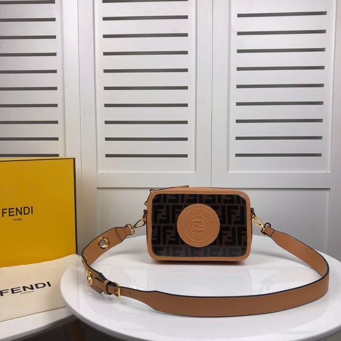 Fendi MINI CAMERA CASE Multicolor canvas bag 8BF097 apricot