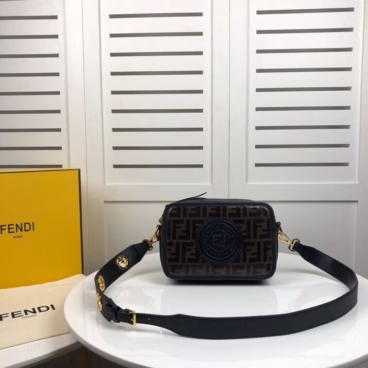 Fendi MINI CAMERA CASE Multicolor canvas bag 8BF097 black