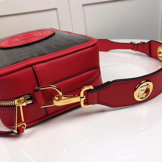 Fendi MINI CAMERA CASE Multicolor canvas bag 8BF097 red