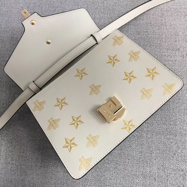 Gucci Sylvie Bee Star mini leather bag 470270 white