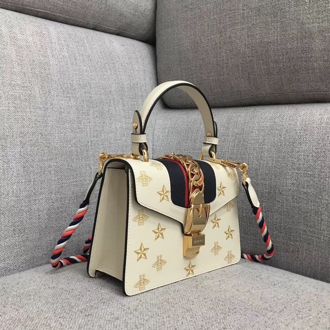 Gucci Sylvie Bee Star mini leather bag 470270 white