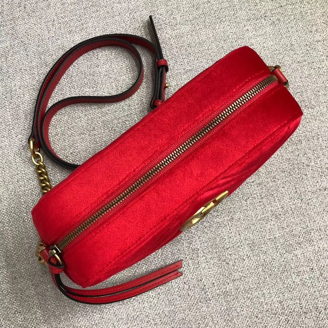 Gucci GG Marmont velvet small shoulder bag 447632 red