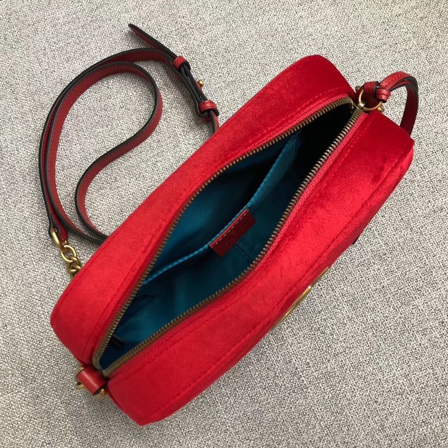 Gucci GG Marmont velvet small shoulder bag 447632 red