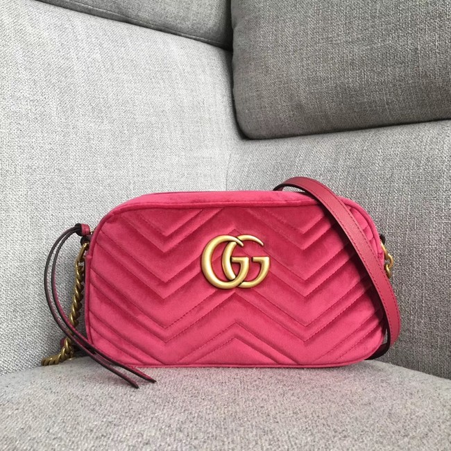 Gucci GG Marmont velvet small shoulder bag 447632 rose