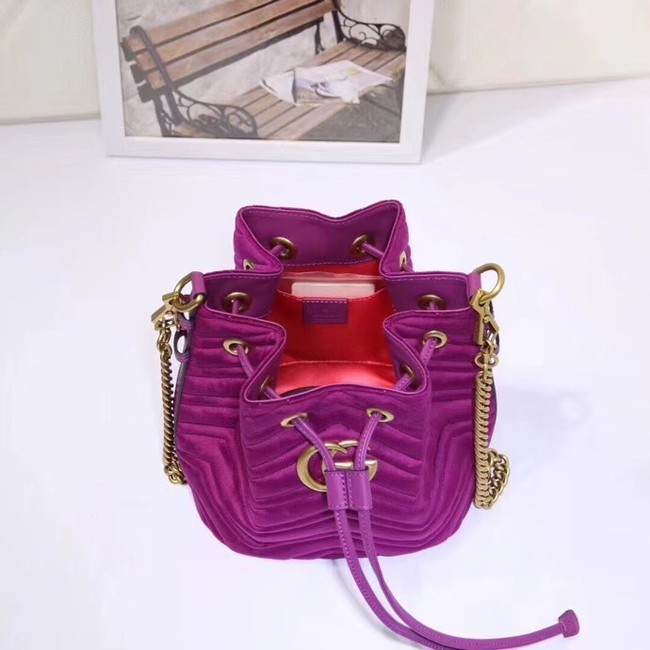 Gucci Ophidia GG bucket bag velvet 525081 Fuchsia