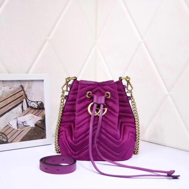 Gucci Ophidia GG bucket bag velvet 525081 Fuchsia