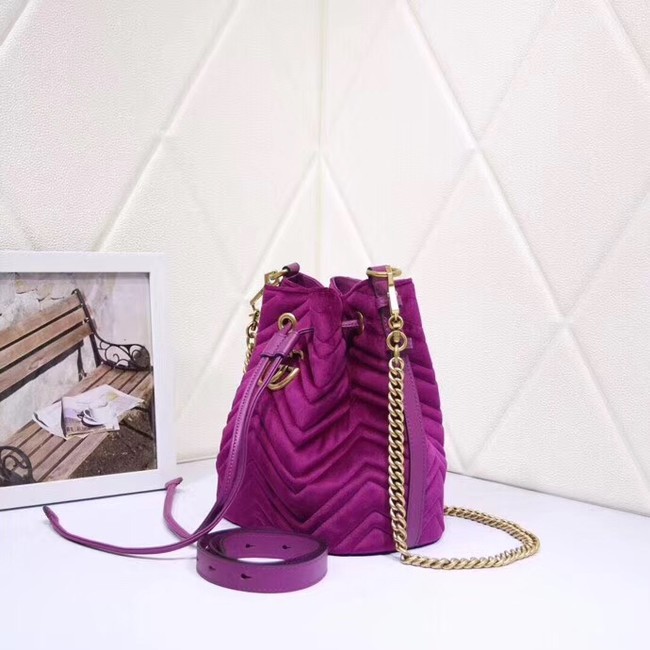 Gucci Ophidia GG bucket bag velvet 525081 Fuchsia