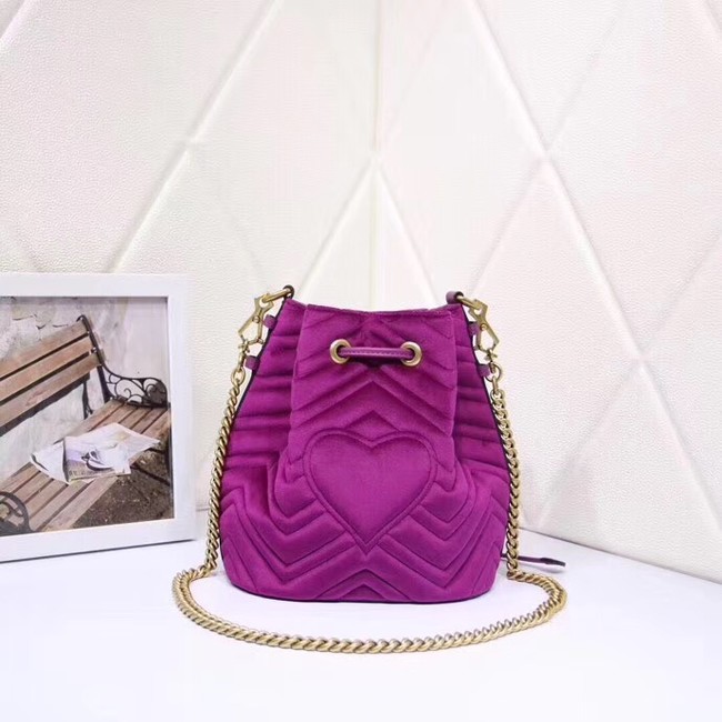 Gucci Ophidia GG bucket bag velvet 525081 Fuchsia