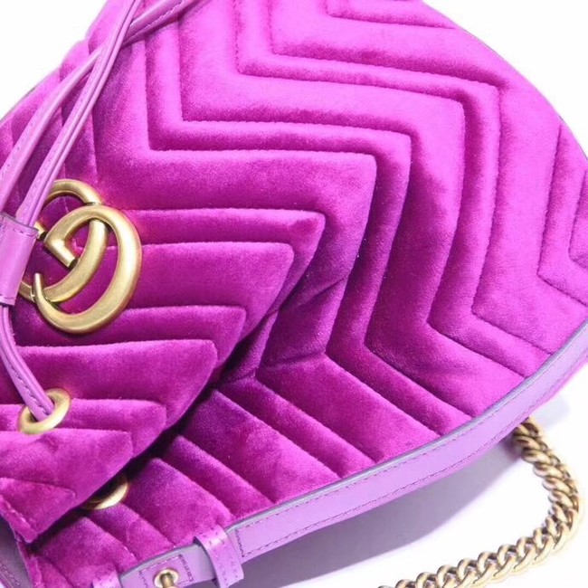 Gucci Ophidia GG bucket bag velvet 525081 Fuchsia