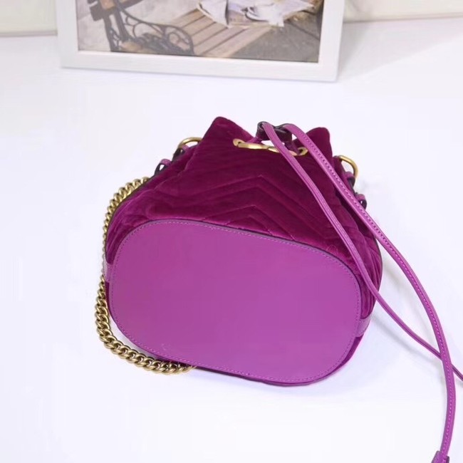 Gucci Ophidia GG bucket bag velvet 525081 Fuchsia