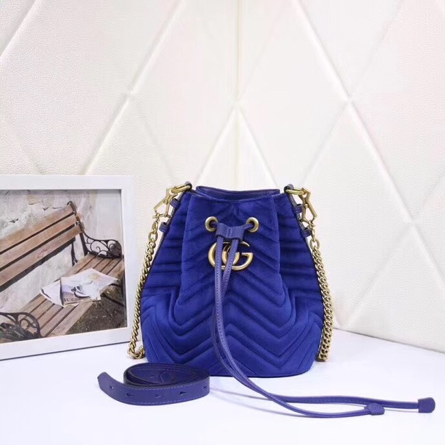 Gucci Ophidia GG bucket bag velvet 525081 blue